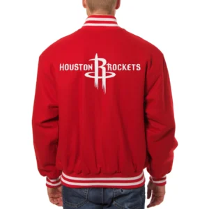Houston Rockets One Color Full Wool Red Varsity Jacket 1
