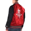 Houston Rockets Renegade Satin Varsity Red Black Jacket 1