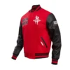Houston Rockets Retro Classic Wool & Leather Varsity RedBlack Jacket 1