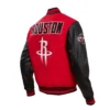 Houston Rockets Retro Classic Wool & Leather Varsity RedBlack Jacket 2