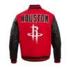 Houston Rockets Retro Classic Wool & Leather Varsity RedBlack Jacket 3