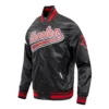 Houston Rockets Script Tail Black Satin Varsity Jacket 1