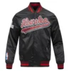 Houston Rockets Script Tail Black Satin Varsity Jacket