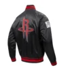 Houston Rockets Script Tail Black Satin Varsity Jacket 3