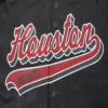 Houston Rockets Script Tail Black Satin Varsity Jacket 4