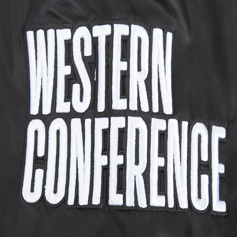 Houston Rockets Script Tail Black Satin Varsity Jacket 6