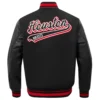 Houston Rockets Script Tail Black Wool & Leather Varsity Jacket 3