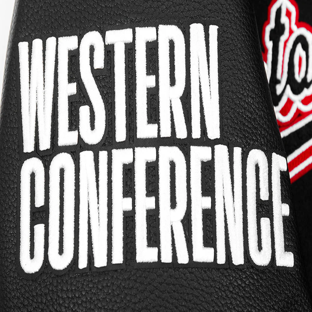 Houston Rockets Script Tail Black Wool & Leather Varsity Jacket 7