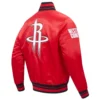 Houston Rockets Script Tail Full-Snap Red Satin Varsity Jacket 2