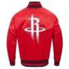 Houston Rockets Script Tail Full-Snap Red Satin Varsity Jacket 3