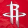Houston Rockets Script Tail Full-Snap Red Satin Varsity Jacket 7