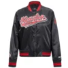 Houston Rockets Script Tail Women’s Black Satin Varsity Jacket