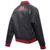 Houston Rockets Script Tail Women’s Black Satin Varsity Jacket 2