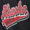 Houston Rockets Script Tail Women’s Black Satin Varsity Jacket 4