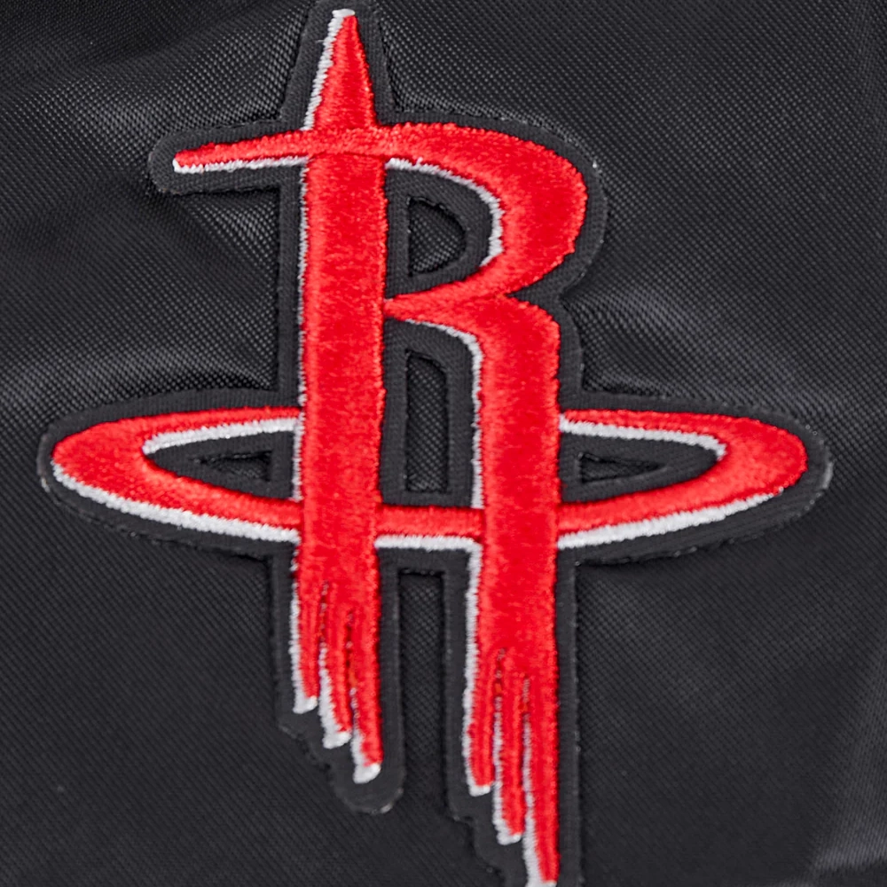 Houston Rockets Script Tail Women’s Black Satin Varsity Jacket 5