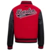 Houston Rockets Script Tail Women’s Red and Black Wool & Leather Varsity Jacket 1