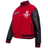 Houston Rockets Script Tail Women’s Red and Black Wool & Leather Varsity Jacket 4