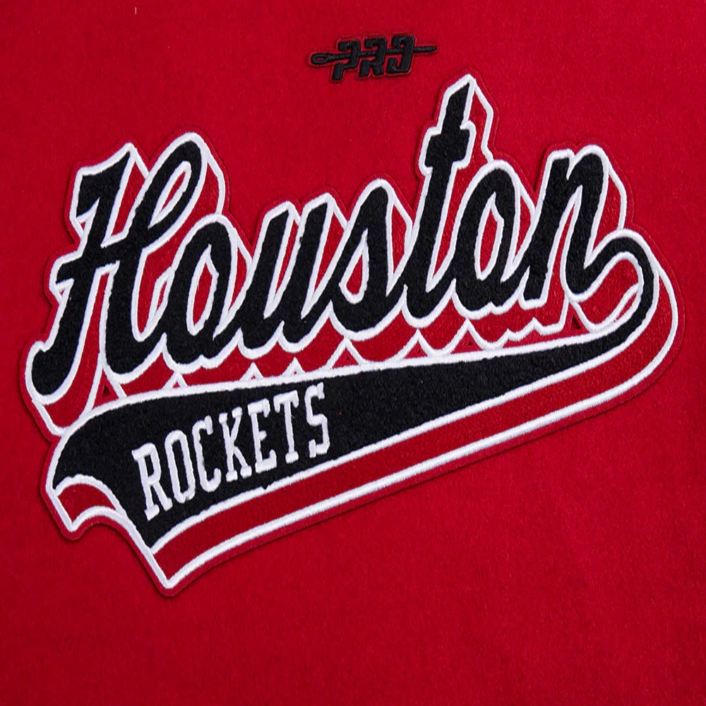 Houston Rockets Script Tail Women’s Red and Black Wool & Leather Varsity Jacket 2