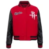 Houston Rockets Script Tail Women’s Red and Black Wool & Leather Varsity Jacket