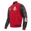 Houston Rockets Script Tail Wool & Leather Red and Black Varsity Jacket 2