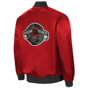 Houston Rockets The Ambassador Satin Varsity Red Jacket 1