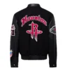 Houston Rockets Wool & Leather Old English Varsity Jacket Black 1