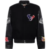 Houston Texans Jeff Hamilton Wool and Leather Black Varsity Jacket