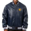 Indiana Pacers Leather Varsity Navy Blue Jacket