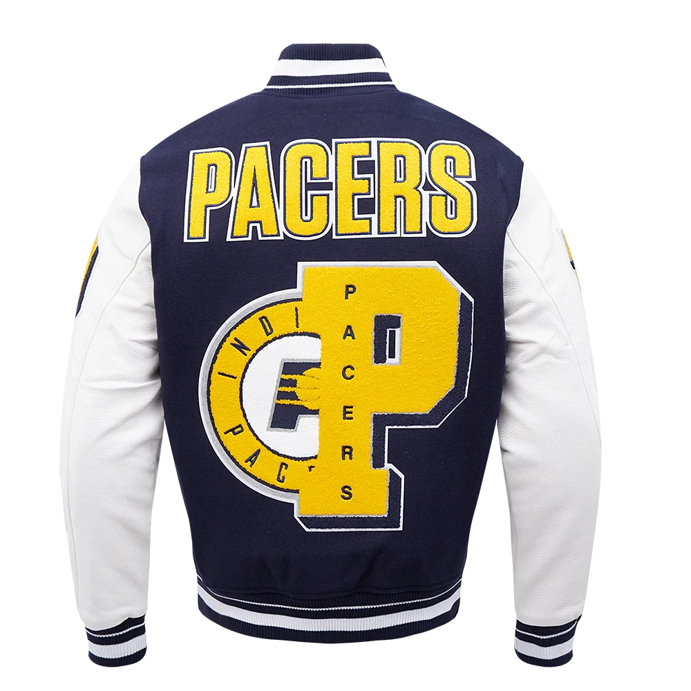 Indiana Pacers Mashup Navy Blue Wool and Leather Varsity Jacket 3