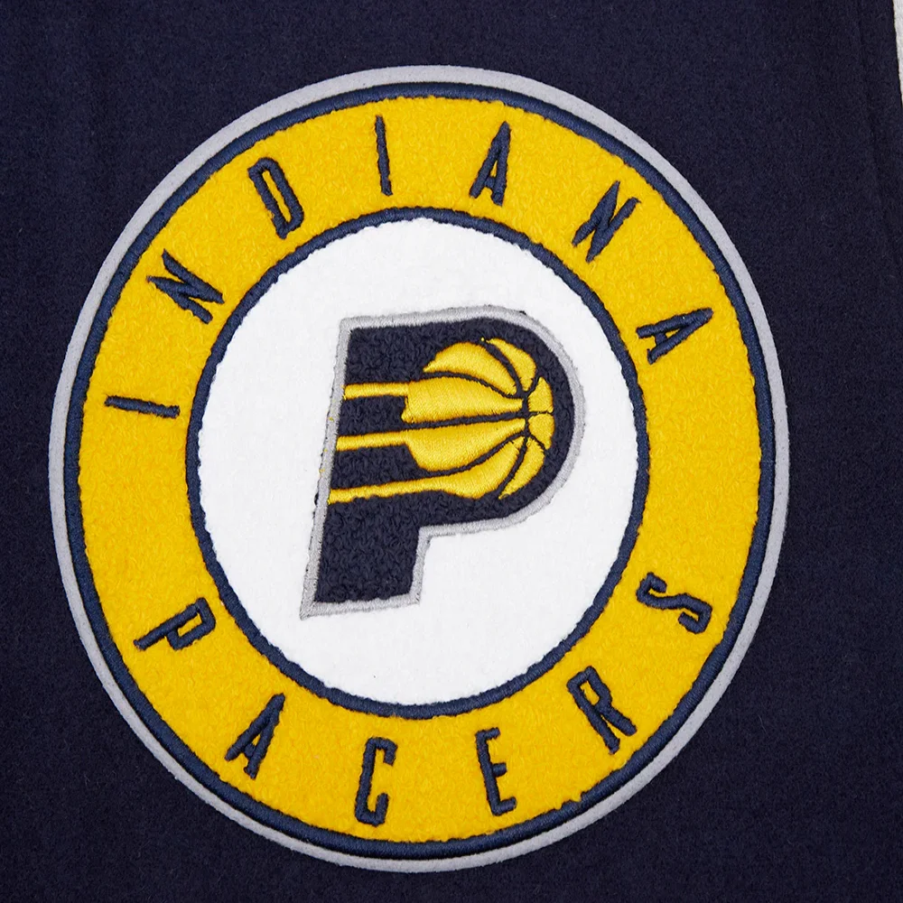 Indiana Pacers Mashup Navy Blue Wool and Leather Varsity Jacket 4