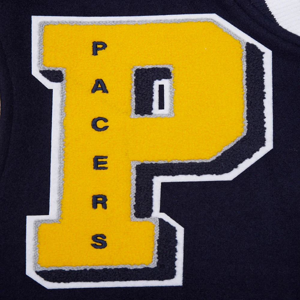 Indiana Pacers Mashup Navy Blue Wool and Leather Varsity Jacket 5