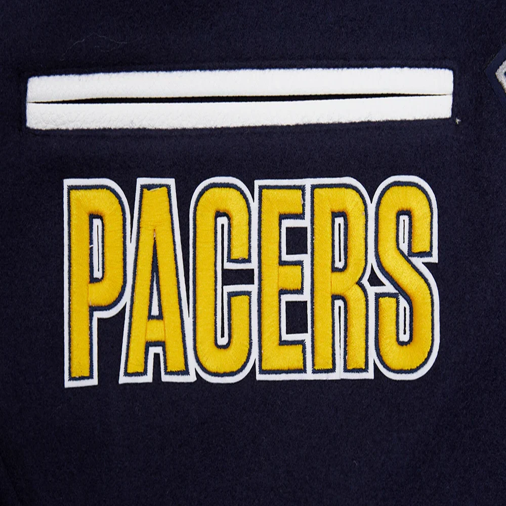 Indiana Pacers Mashup Navy Blue Wool and Leather Varsity Jacket 7