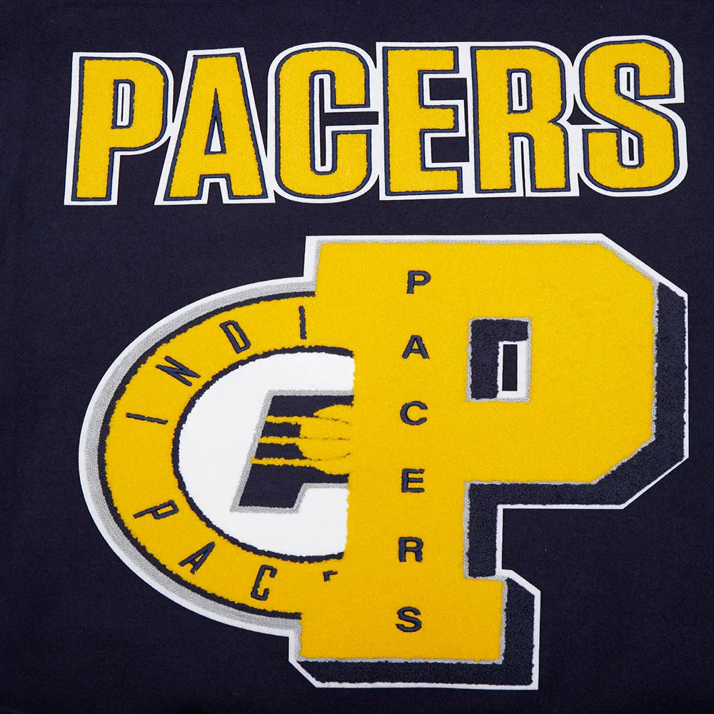 Indiana Pacers Mashup Navy Blue Wool and Leather Varsity Jacket 8