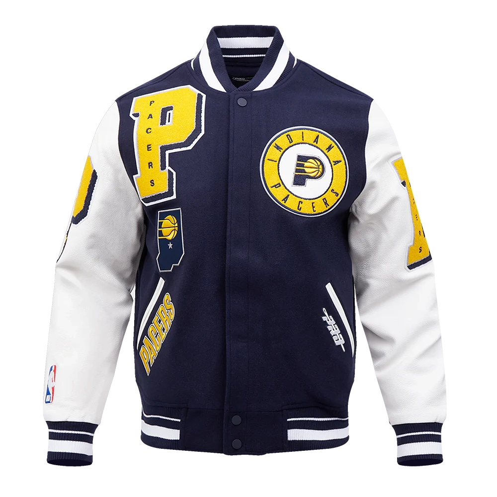Indiana Pacers Mashup Navy Blue Wool and Leather Varsity Jacket