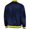 Indiana Pacers Throwback Wordmark Satin Navy Blue Varsity Jacket 1