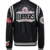 Jeff Hamilton X Los Angeles Clippers Vegan Black Leather Jacket 1
