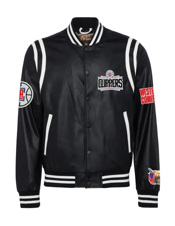 Jeff Hamilton X Los Angeles Clippers Vegan Black Leather Jacket