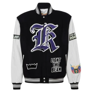 Jeff Hemilton X Old English Black Sacramento Kings Wool Varsity Jacket