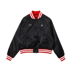 Jordan X Nike Womens Black Satin Varsity Jacket