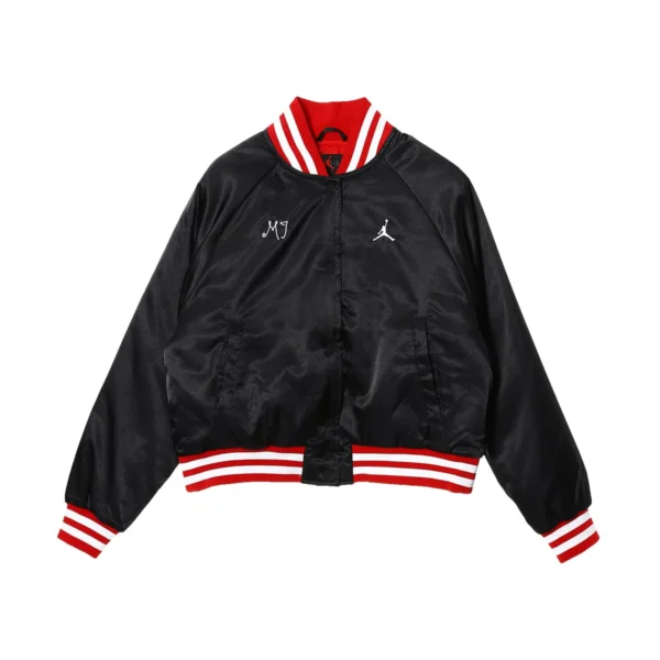 Jordan X Nike Womens Black Satin Varsity Jacket
