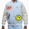 Jordan x J Balvin White and Blue Varsity Jacket