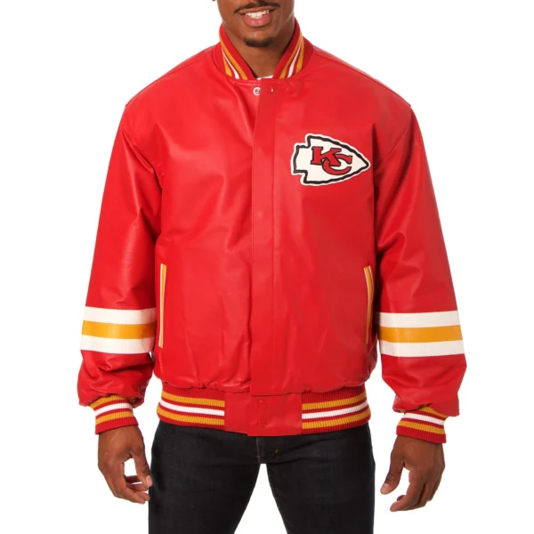 Kansas City Chiefs Red Full Bomber Leather Varsity Jacket