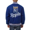 Kansas City Royals One Color Handcrafted Logo Blue Wool Varsity Jacket 1