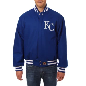 Kansas City Royals One Color Handcrafted Logo Blue Wool Varsity Jacket