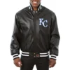 Kansas City Royals Real Full Leather Varsity Jacket – Black