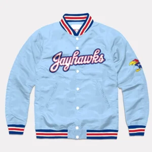 Kansas Jayhawks Script Sky Blue Varsity Jacket