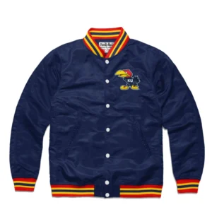Kansas Jayhawks Warhawk Navy Blue Logo Varsity Jacket
