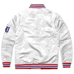 Kansas Jayhawks White Bomber Varsity Jacket 1