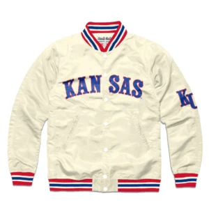 Kansas State Wildcats Bomber Font Varsity Jacket Cream