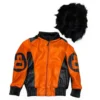 Kid's 8 Ball Color-Blocked Orange Bomber Detachable Fur Hood Jacket